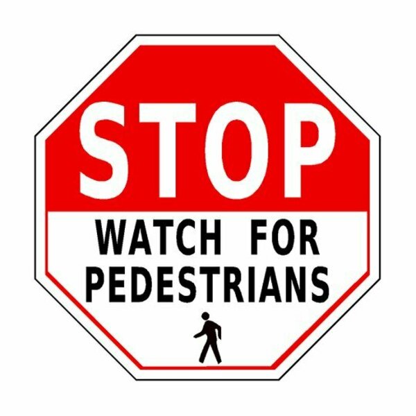 Pristine Products Stop Watch For Pedestrians Floor sign. stSTOPW4PED24
